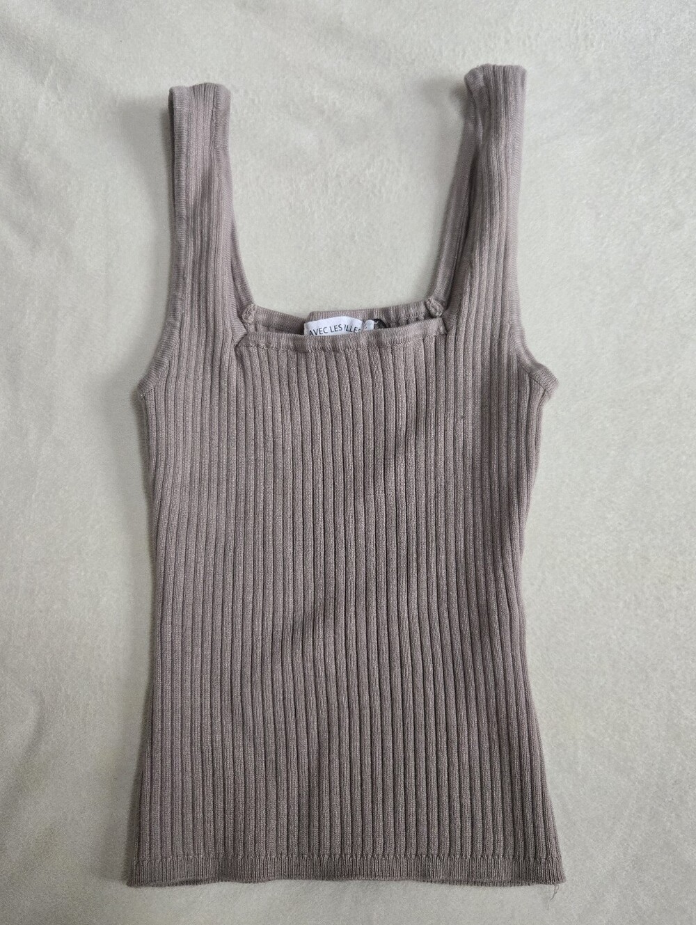 Avec les Filles ribbed Brown tank knit top Size Small